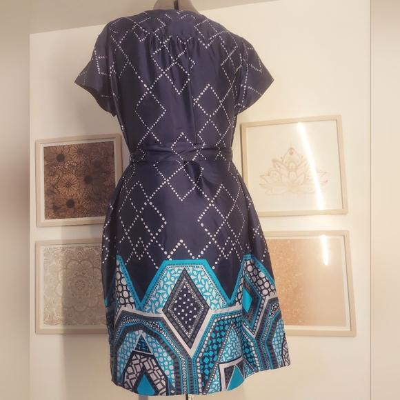 BR silk blend dress, size large, blue - Picture 3 of 10